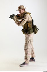 Whole Body Weapons-Pistol Man Pose with pistol White Army Athletic Bearded Studio photo references